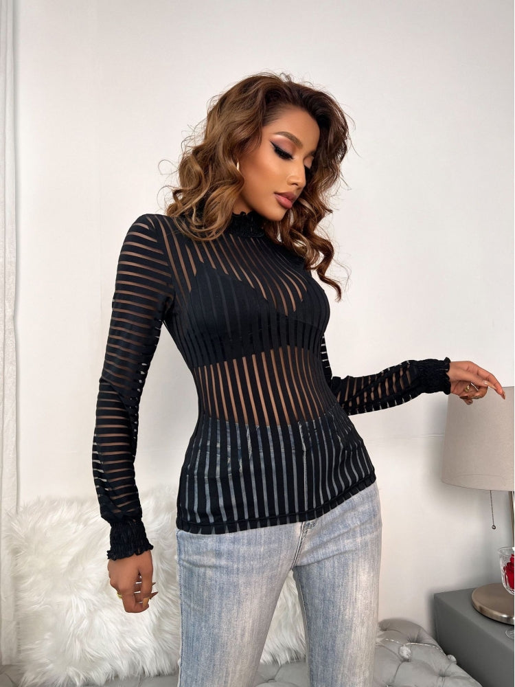 Stripe Through Long Sleeve Top