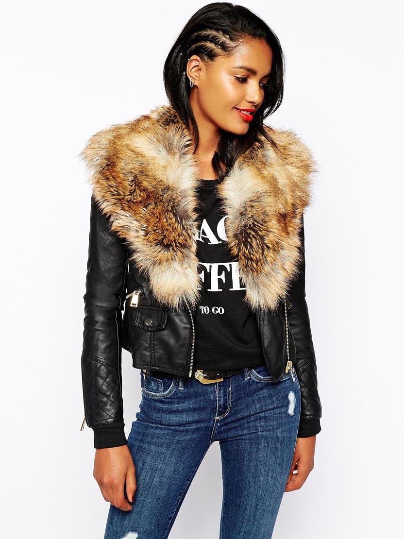 Bomber Style Slim-Fit Jacket with Faux Fur Collar
