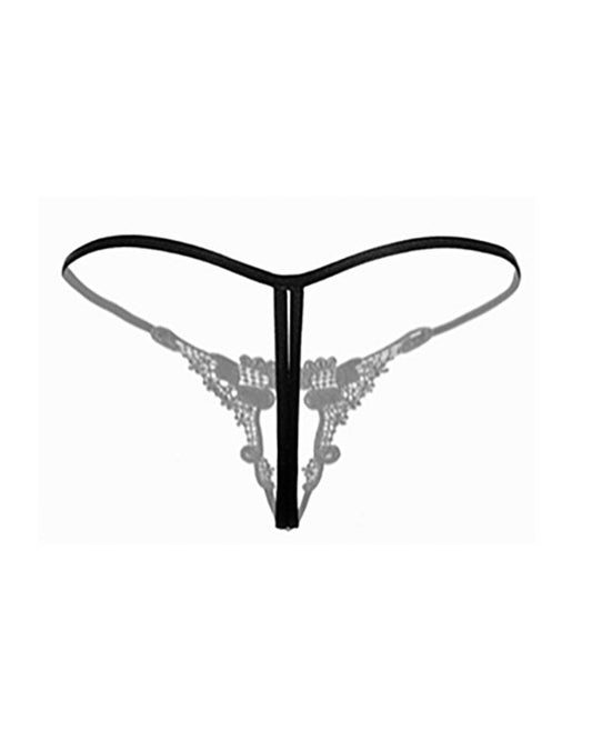 Laced Beaded Crotchless Thong Panties