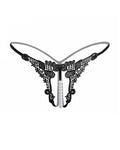 Laced Beaded Crotchless Thong Panties