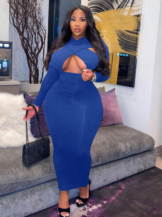 Plus Size Crossbody Tight-Fit Dress