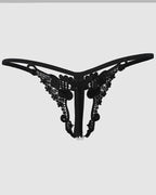 Laced Beaded Crotchless Thong Panties
